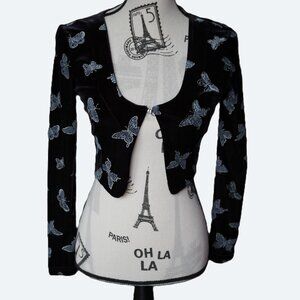 COPY - Napoli cropped velvet shrug with a butterfly pattern size S